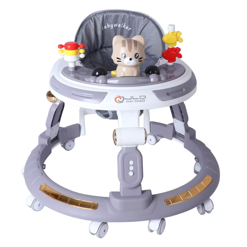 360 Universal Wheel Sit to Stand Plastic Baby Walker with Foldable Seat and Wheels 20KG Load Capacity Push Walkers