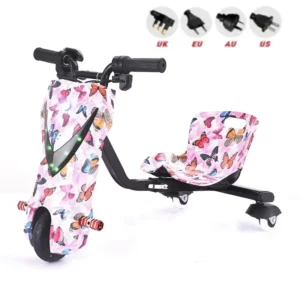 36V Electronic Kid Electric Scooter Steel Frame 150W Motor Outdoor 360 Drift Ride Toy Children’s Cart