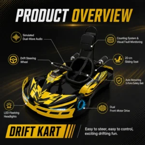 36V12Ah Battery Electric Front Drive Drift Go Kart Commercial Racing Go Kart for Indoor Amusement Venue