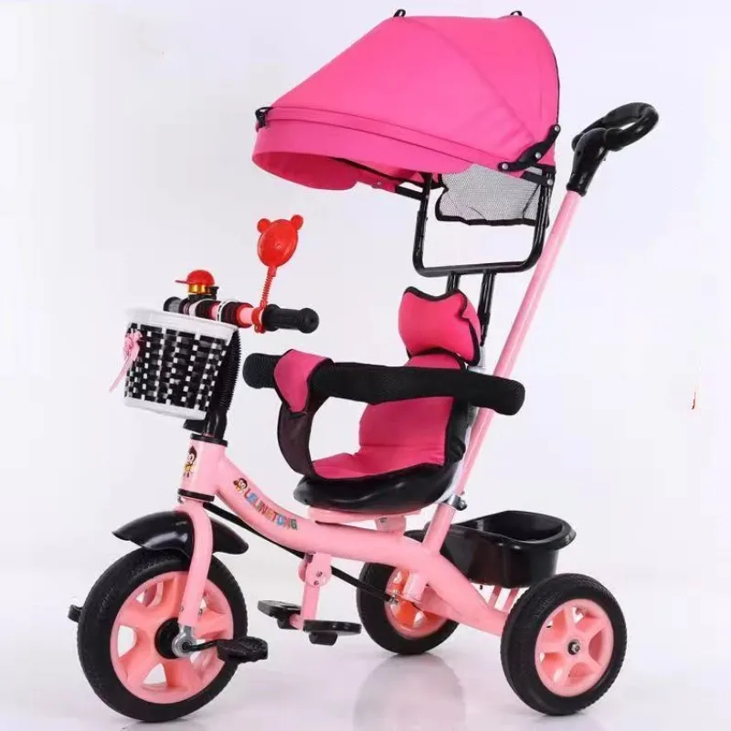 4 1 3-Wheel Baby Tricycle Children Plastic Kid Car Adjustable Training Wheels EVA Wheels Foot-Powered Outdoor Fun Exercise