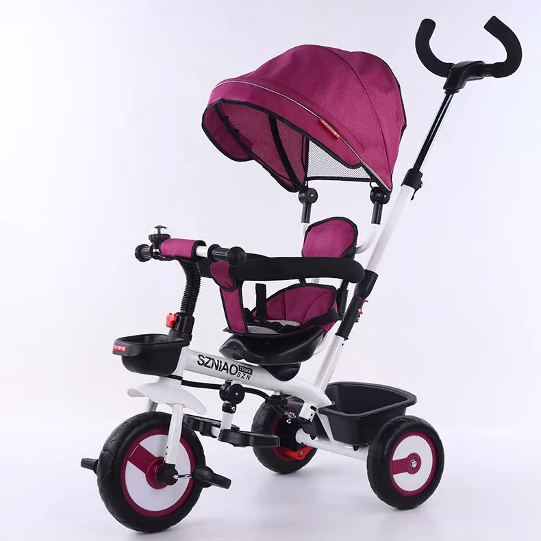 4 In1 Baby Tricycle With 360 Rotating Seat EVA Wheel Adjustable Heigh Hand Push Kids Tricycle Trike