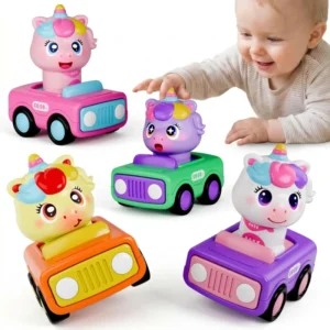 4 Pcs Press and Go Car Toys for Toddlers Baby Push Go Friction Car