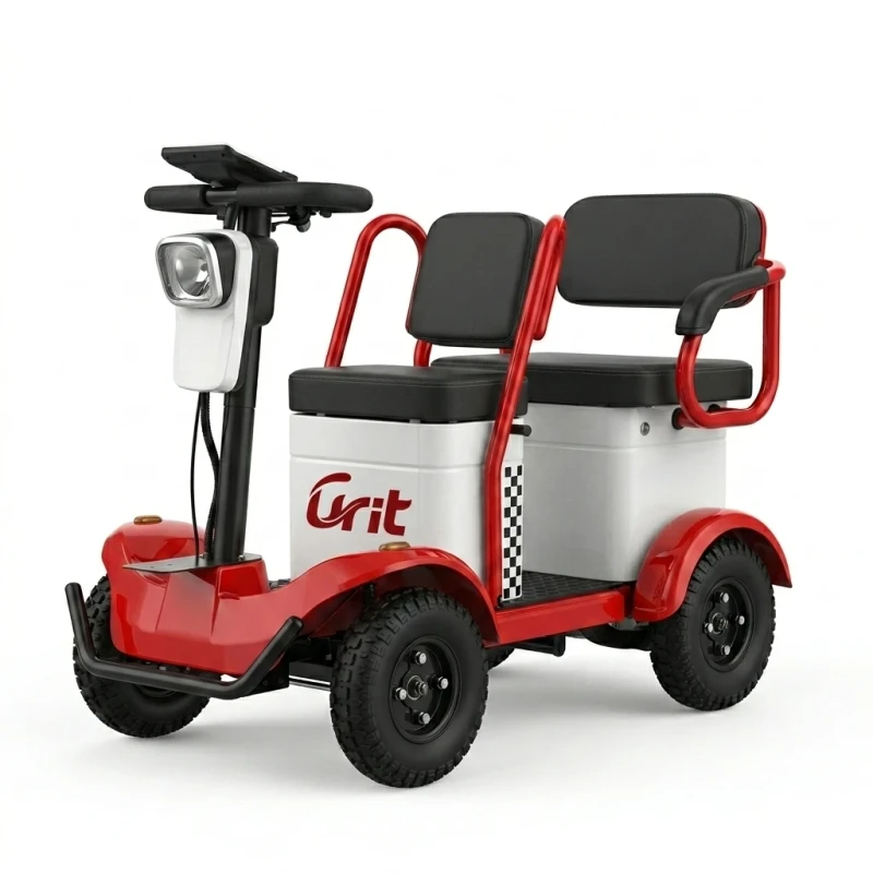 4 Wheel Electric Scooter New Energy Mini Car Double Row Seat Leisure Electric Vehicle for Adult
