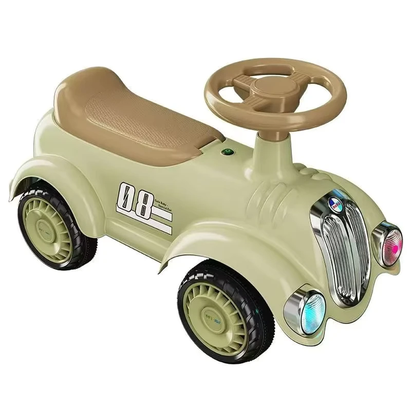 4-Wheel Kids Balance Bike with Music and Light Sliding Ride-On Car for 2-4 Years EN71 Certified