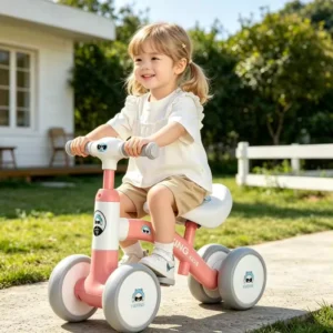 4 Wheels Baby Balance Bike Anti Rollover Toddler Walker Car Cartoon Kids Learning Ride on Toy Bike