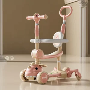 4-in-1 Foldable Baby & Child Scooter for 3-8 Years with Three Plastic Wheels
