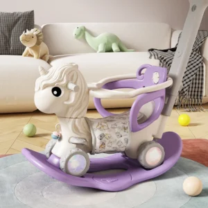 4 in 1 Indoor Outdoor Plastic Rocking Horse Toddler Ride on Toy Children Bouncers Jumpers Baby Push Walker with Wheels