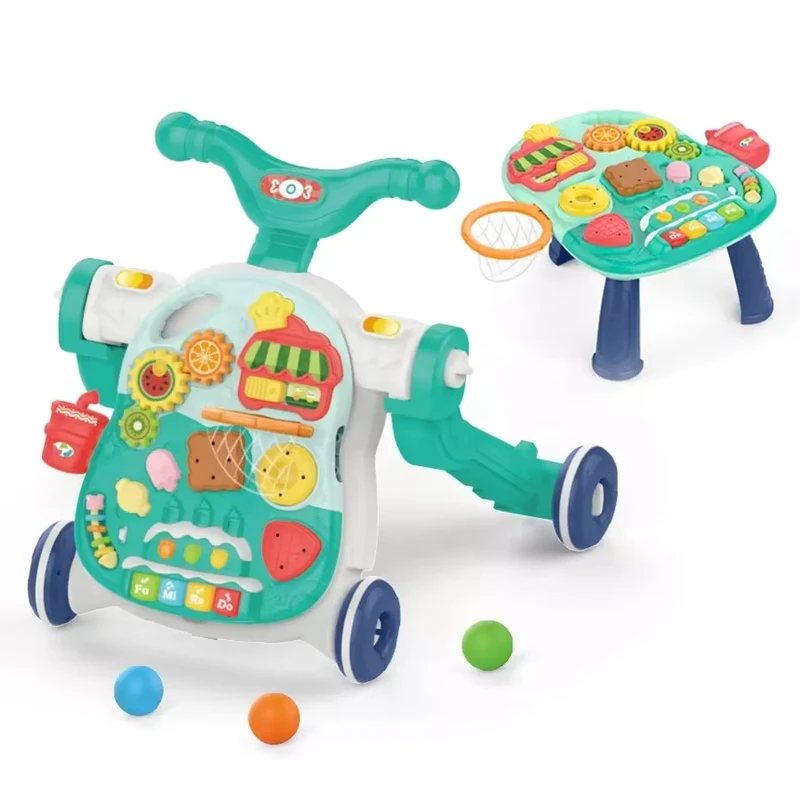 4 in 1 Infant Game Table Multi functional Push Car Musical Baby Walker With Music