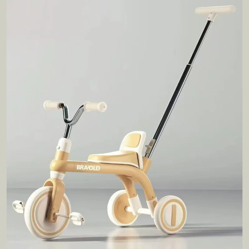 4 in 1 Multifunctional Kids Tricycle Push Handle Adjustable Seat Toddler Bike for Parent Child Outdoor Travel Daily Use