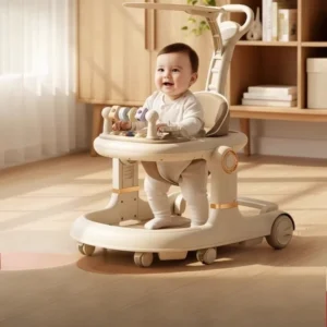 4 in 1 Plastic Baby Walker Upgraded with Scooter Playtable Music Lights6Rotate Wheels Baby Learning Walker with Toy Tray