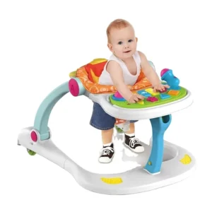 4 in 1 Plastic Baby Walker with Dining Chair Rolling Wheels Musical Toys Toddler Activity