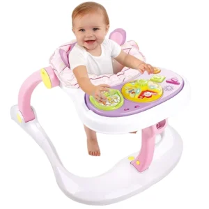 4 in 1 Plastic Multi Function Baby Walker Stroller with Music Lights Detachable Play Panel Learning Features for Toddlers