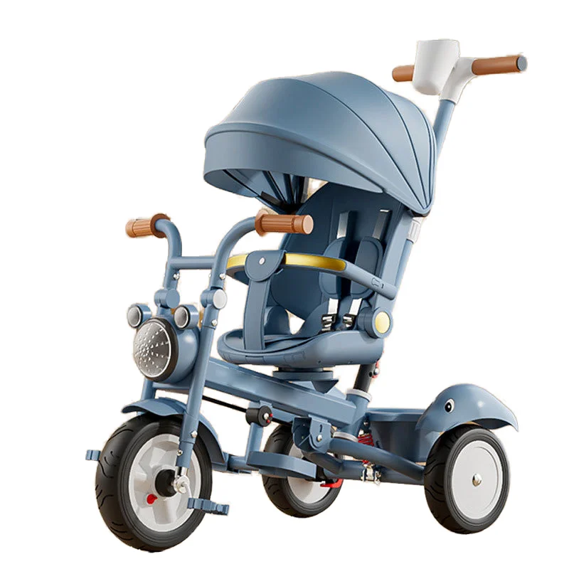 4-in-1 Trike for Kids Plastic Push Handle with Parental Control for 2-4 Years 3-Wheels Bike Ride-On Trike