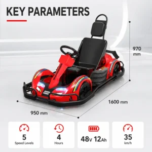 48V 12Ah Dual 350W Motors 35km/h Parent Child Electric Go Kart for Park Rental and Entertainment Business