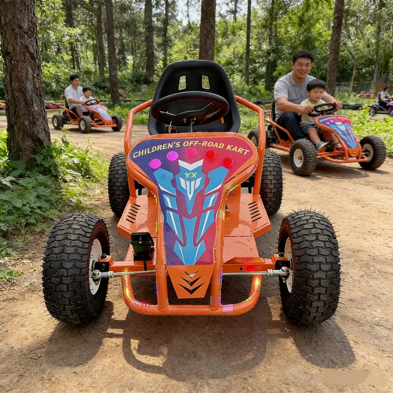 48V 500W Off Road Karting with Light and Music Safe Steel Frame Electric Go Kart for Outdoor Parent Child Entertainment