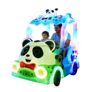 48V Four Wheel Electric Panda Ride On Bumper Car with Safety Seat Canopy for Kids Indoor Outdoor Amusement Park Use
