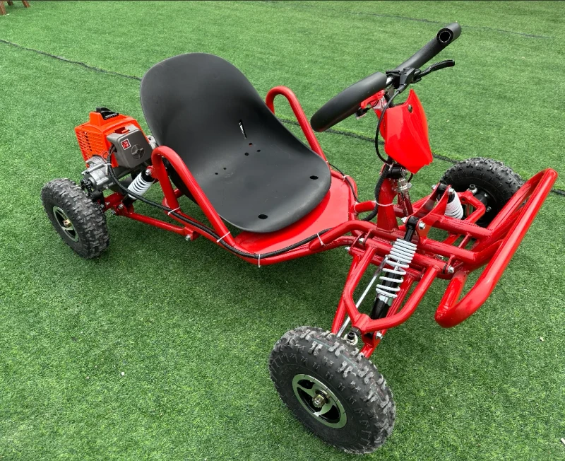 49cc Mini Gas Go Kart for Kids Safe Off Road Buggy with Roll Cage Pull Start Gasoline 4 Wheeler for Children