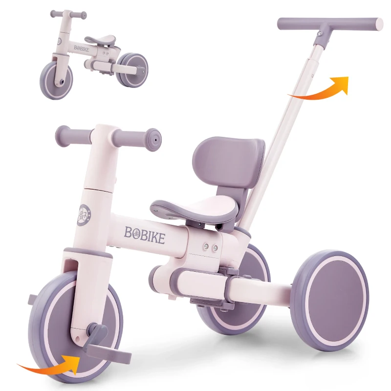 5 in 1 Tricycle for Toddlers 18 Months to 5 Years Old Toddler Bike Kids Tricycle with Push Handle and Backrest