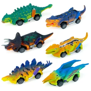 6 Styles Plastic Mini Animal Kids Preschool Play Vehicle Race Cars Truck Educational Pull Back Dinosaur Toys Car