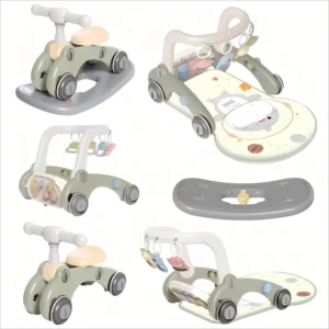 7 in 1 Educational Baby Walker Toy Trolley with Moses Basket Play Mat Rocking Horse Pedal Piano Made of Plastic