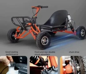 80CC Gas Pedal Go Kart All-Terrain UTV Beach Drifting Bike with Two-Stroke Engine 35km/h Speed for Outdoor Adventures