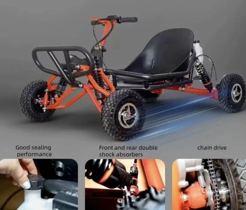 80CC Gas Pedal Go Kart All-Terrain UTV Beach Drifting Bike with Two-Stroke Engine 35km/h Speed for Outdoor Adventures