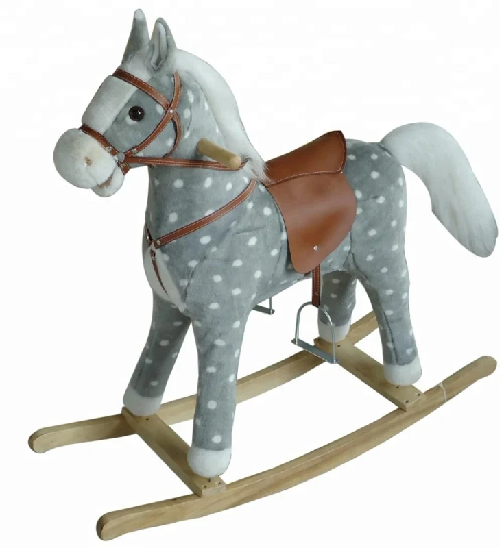90*31*78cm Large Grey With White Spot Color Rocking Horse Animal Toy Wooden Rocking Horse Toy From China Kids Plush Toy