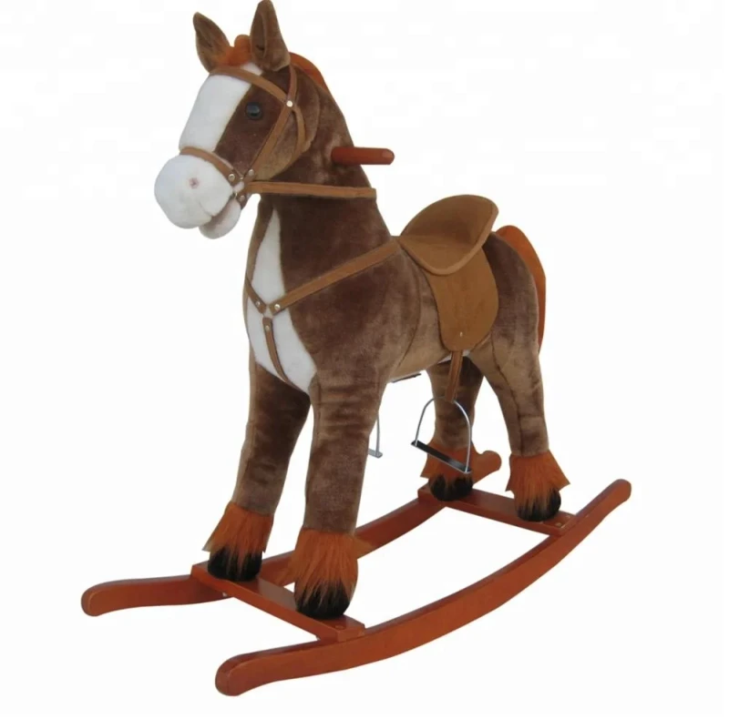 90*31*78cm Large Mane Around the Ankle Rocking Horse Animal Toy Wooden Rocking Horse Toy From China Kids Plush Toy