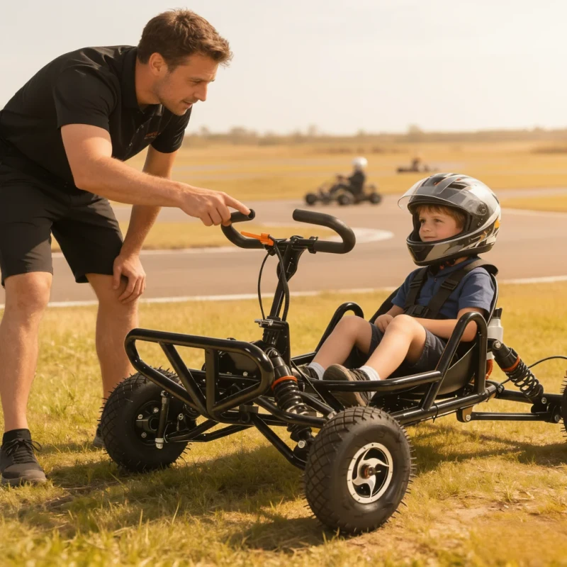90cc Gas Powered 2 Stroke Mini Off Road Go Kart Compact 4 Wheel Buggy with Suspension for Adults Dirt Sand & Mountain