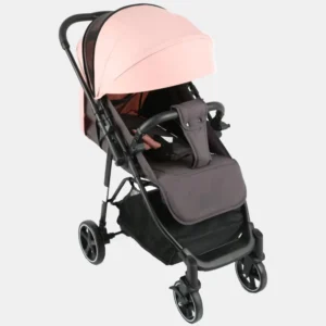 A Linen Baby Stroller That Can Be Seated or Reclined in Both Directions Foldable with One Foot and Dual Brakes