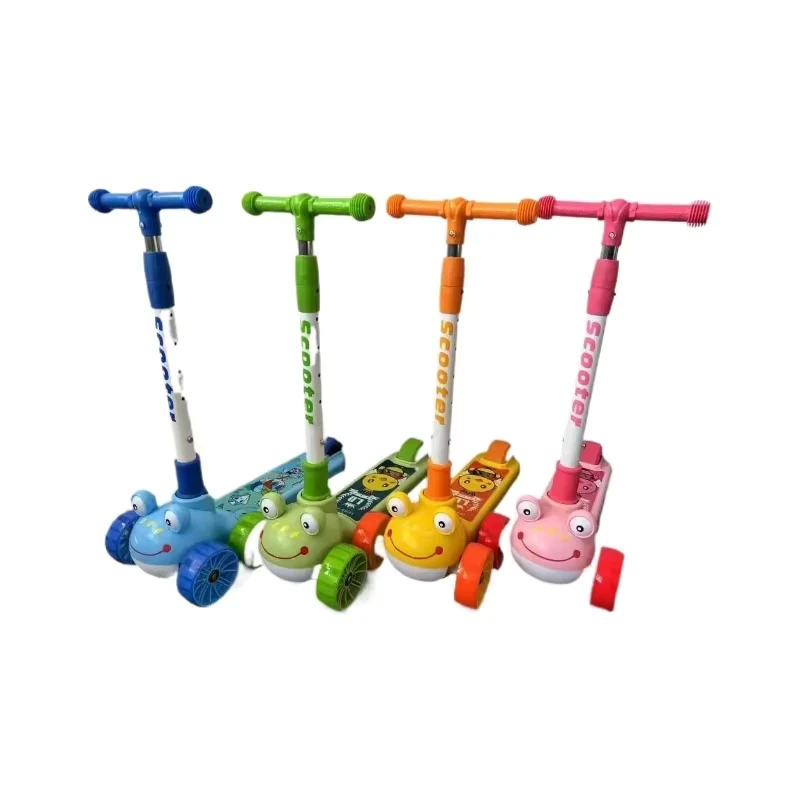 A Popular Children's Scooter with Adjustable Height Foldable and Widened Plastic Material Suitable for All Ages
