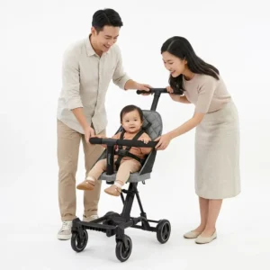 Abon BS1688 Luxury Compact Lightweight 6 in 1 Baby Stroller One Hand Fold Travel System Airplane Travel Metal Frame Fabric Soft