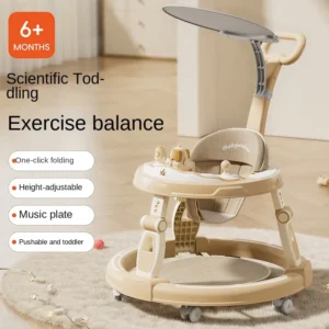 Adjustable 3 in 1 Luxury Baby Walker Activity Push Walker with Swivel Wheels and Silent Trotter Design