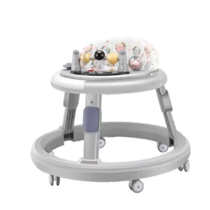 Adjustable Baby Walker Anti-Rollover Anti-O-Leg with Music Toy, Foldable Toddler Learning Walker for 6-18 Months