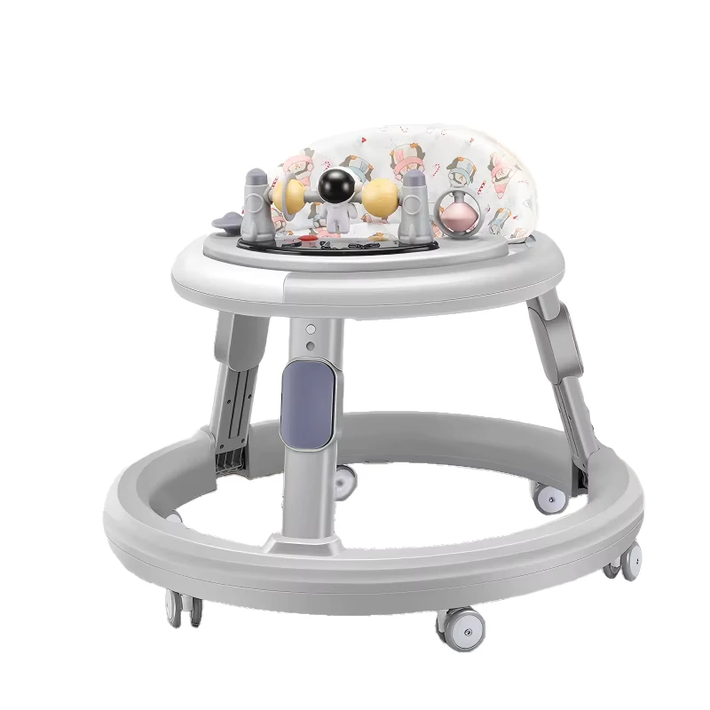Adjustable Baby Walker Anti-Rollover Anti-O-Leg with Music Toy, Foldable Toddler Learning Walker for 6-18 Months