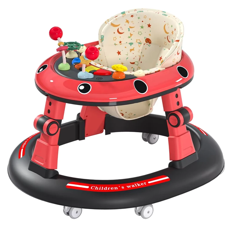 Adjustable Educational Walkers for Kids Foldable Baby Walker with Music & Light Cotton Material for Young Children