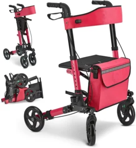 Adjustable Handle Height Rollator Walker With Seat And Backrest TRA01