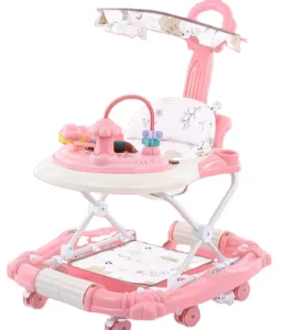 Adjustable Height Anti Slip Multi Functional Baby Walker Safe Early Learning Chair Foldable Stylish Music Toys Plastic Frame