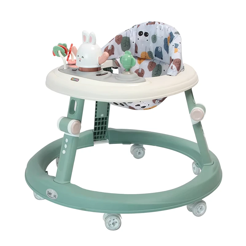 Adjustable Height Lightweight Foldable Baby Walker with Music and 6 Safety Wheels