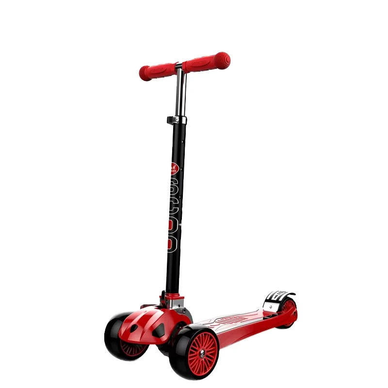 Adjustable Height Modern Children's Scooter Steel and Plastic Construction with Three PU Wheels Foldable Outdoor Toy