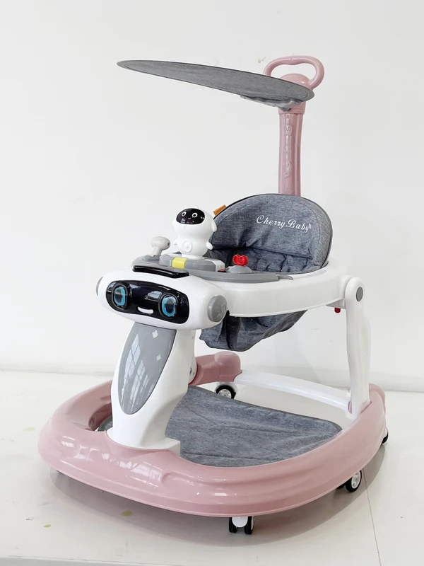 Adjustable Plastic Baby Learning Walker with Push Bar Music 3 in 1 Foldable 15kg Load Capacity for 0 3 Years Old
