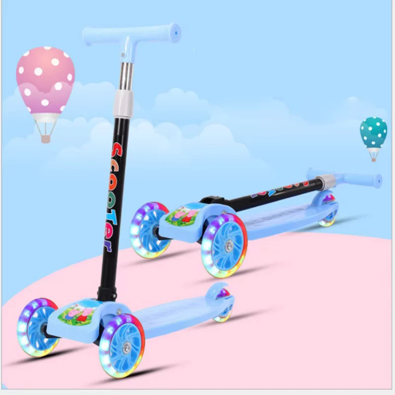 Adjustable Pu Flashing Wheels Kids Scooter Light Printed Children's Scooter 3 Wheel Portable Foldable Kids Scooter