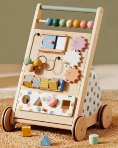 Adjustable Speed Modern Wooden Baby Walker Montessori Activity Center Push Toy Storage Eco Friendly for Boys Girls Kids