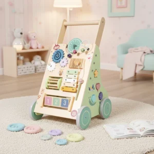 Adjustable Speed Montessori Push Walker Wooden Educational Activity Center Develops Motor Skills for Babies Stroller Toys