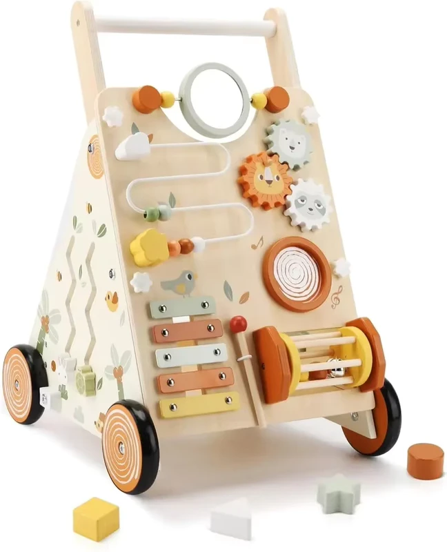 Adjustable Speed Montessori Walker Wooden Educational Activity Center for Babies Children's Stroller Toys