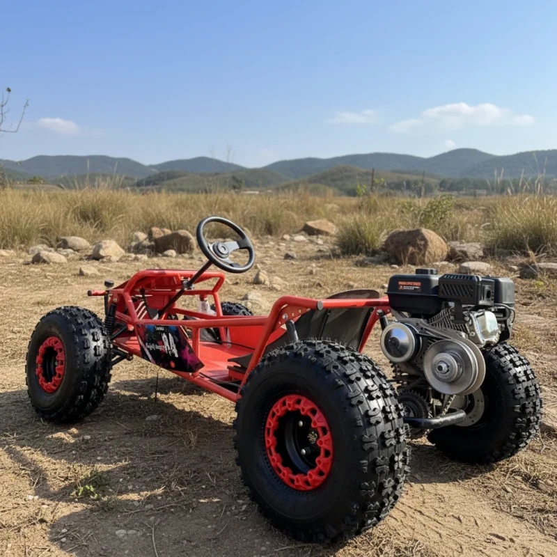 Adult Racing Four Wheel Gas Powered Off-Road Kart 212cc Four Stroke Engine and Shock Absorption for Outdoor Drifting