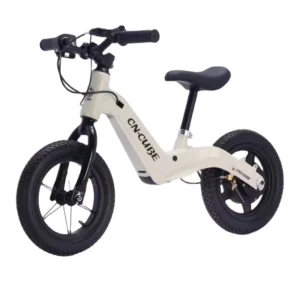 Aluminum Magnesium Alloy Kids Electric Balance Bike Double Disc Brake 12″ Wheels Smart Control No Pedal for 6-12 Years Old