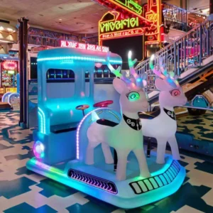 Amusement Park Kids Ride-On Luminous Steering Wheels Car with Cute Toys Design Customized 48V 500W for Night Stall Business