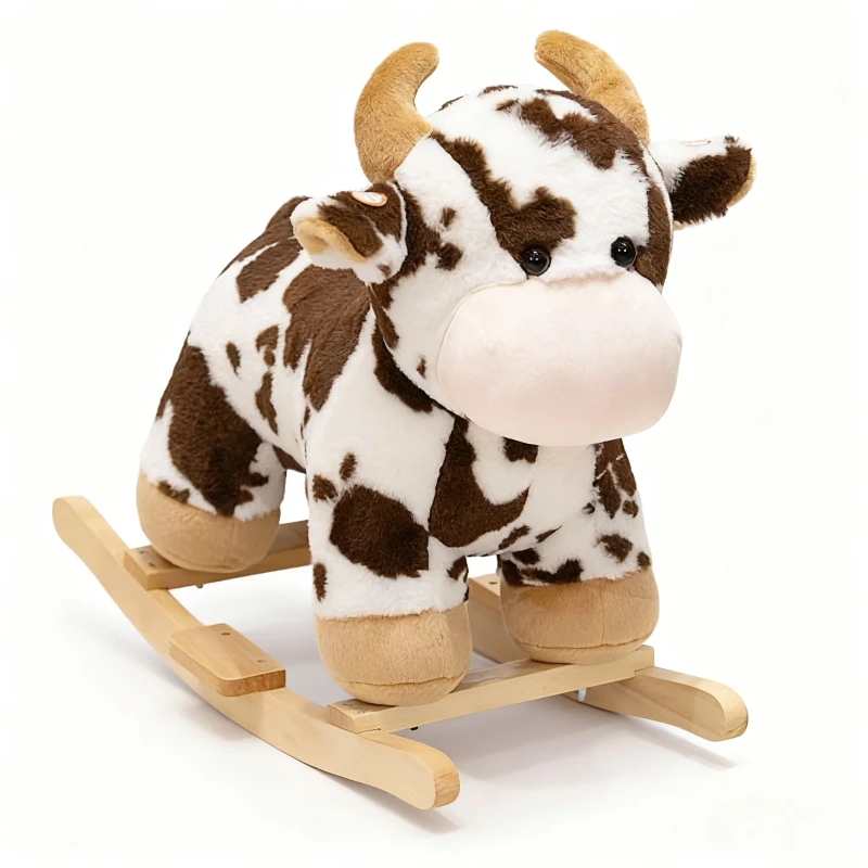 Animal Rocking Horse Coffee Brown Calf Rocking Horse for Children