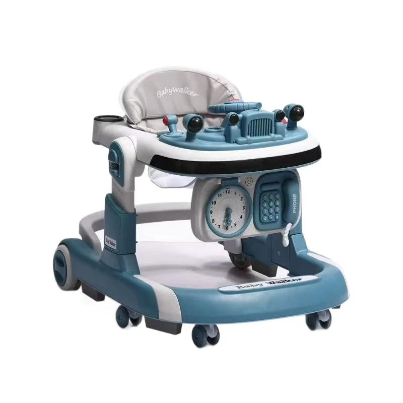 Anti Rollover Baby Walker With Music Phone Clock Toy Multifunctional Foldable Toddler Walking Learning Car for Infant